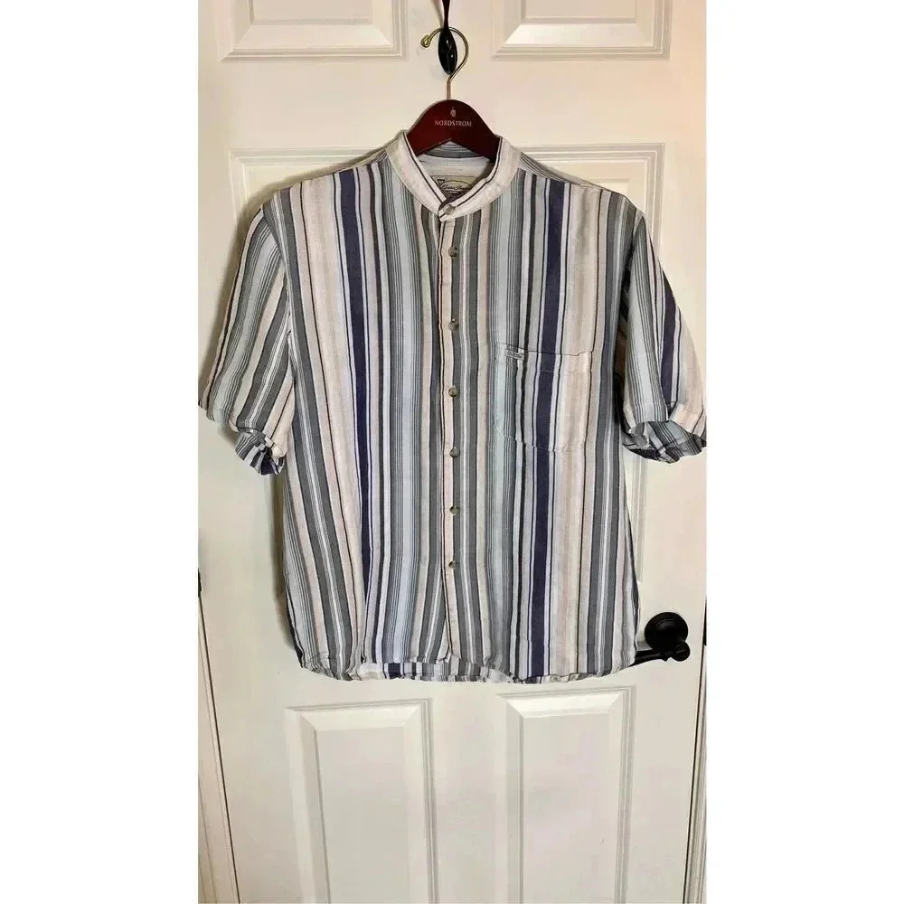 VTG Guess Jeans Vintage Style Men’s Small Striped Button Down Shirt Short Sleeve